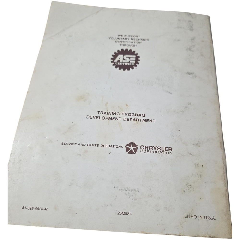 Chrysler Brake Systems Student Reference Book Training Program Development - Picture 2 of 5